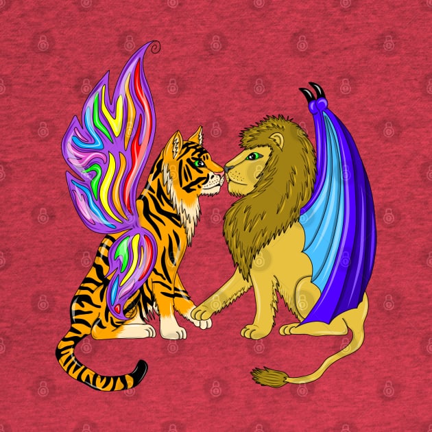 lion and Tiger with wings by MelanieJeyakkumar